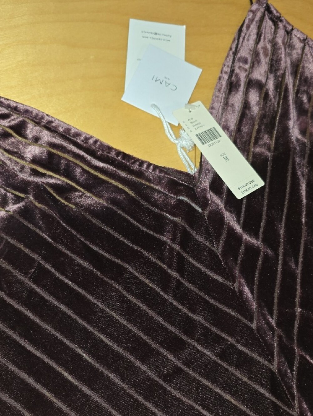 Cami NYC Dark Purple Chevron Velvet Slip Cami - Picture 3 of 8